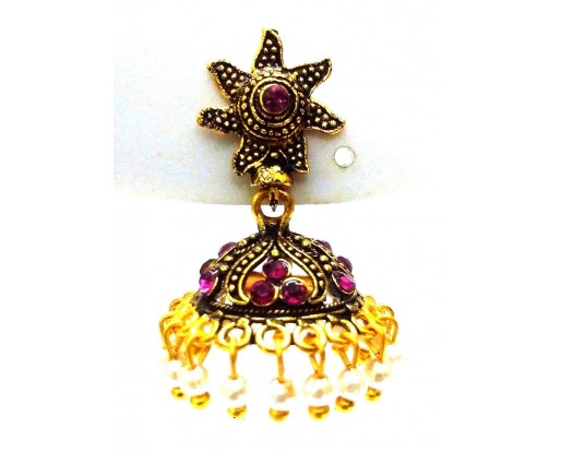 Golden Oxidized Earrings Jhumka Jhumki Imitation Jewelry Drop Dangle Long E32